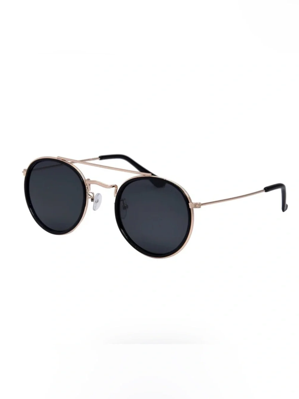I-SEA Polarized Round Sunglasses - All Aboard Black Lens Gold Metal Frame